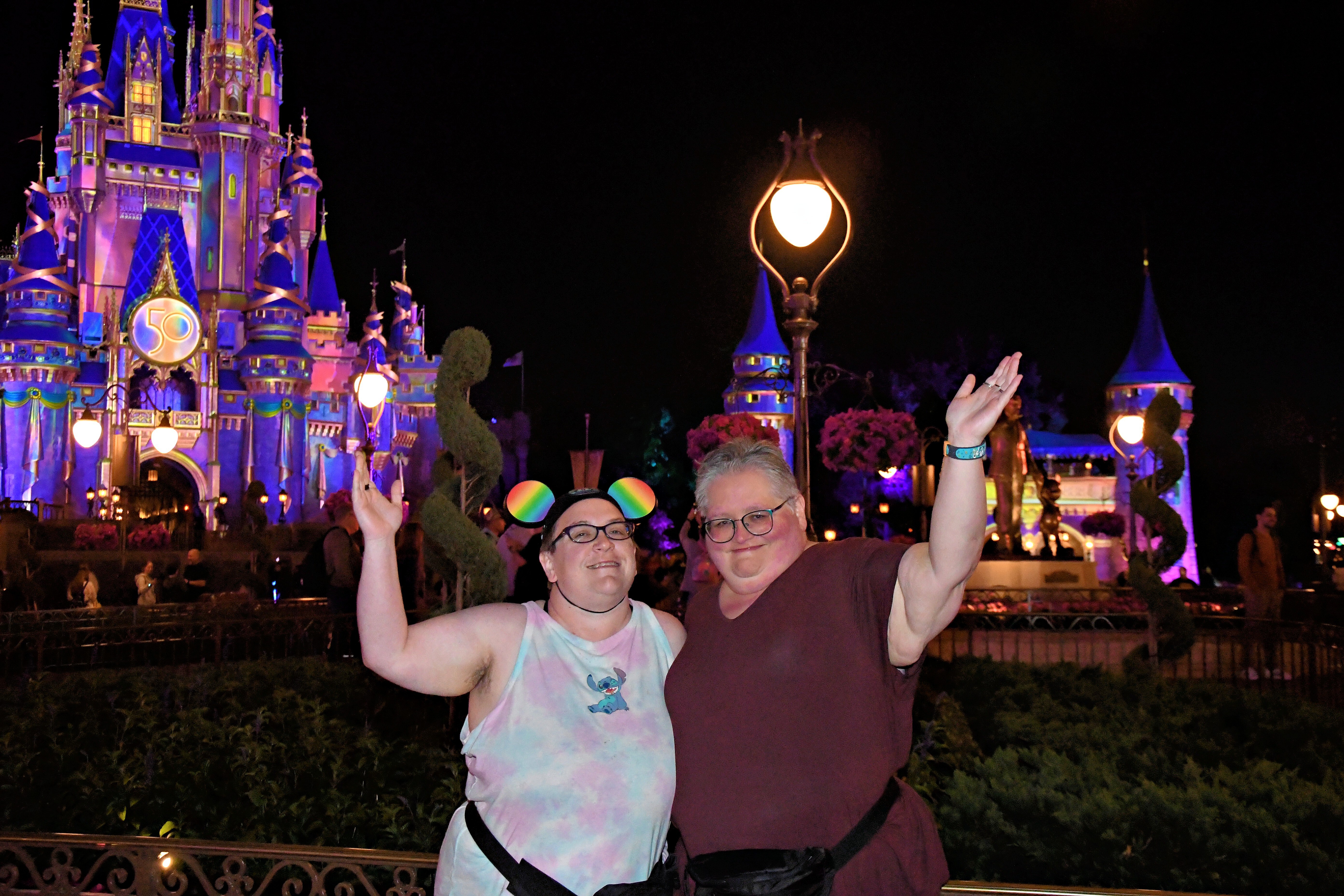 nilchance and beanside in front of Cinderella's castle